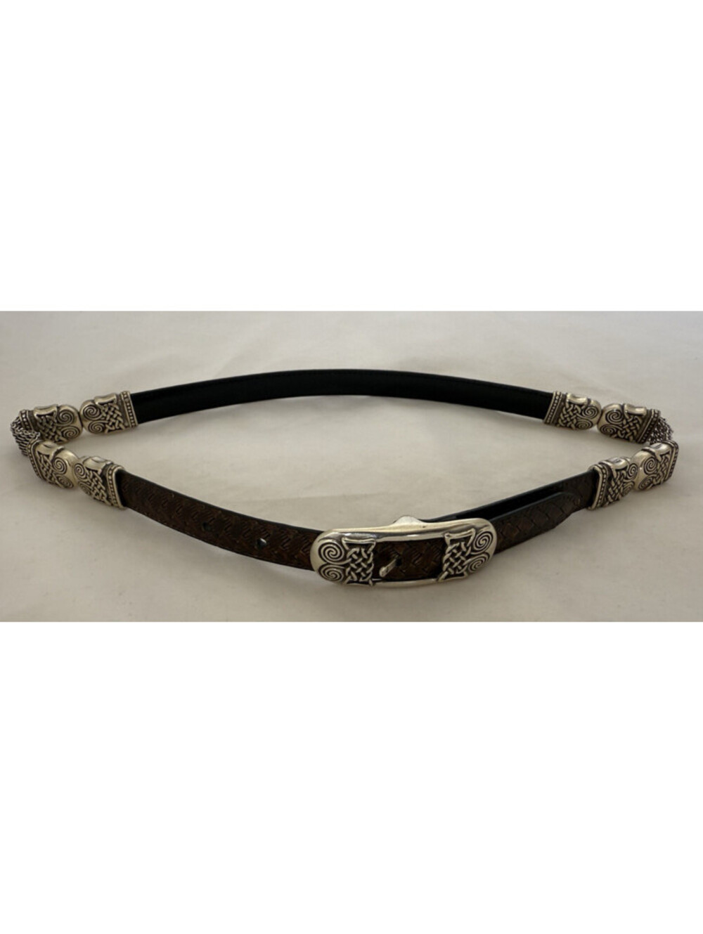 Brighton Reversible Belt Size M/30 Black & Brown Smooth & Braided W/ Mesh Metal